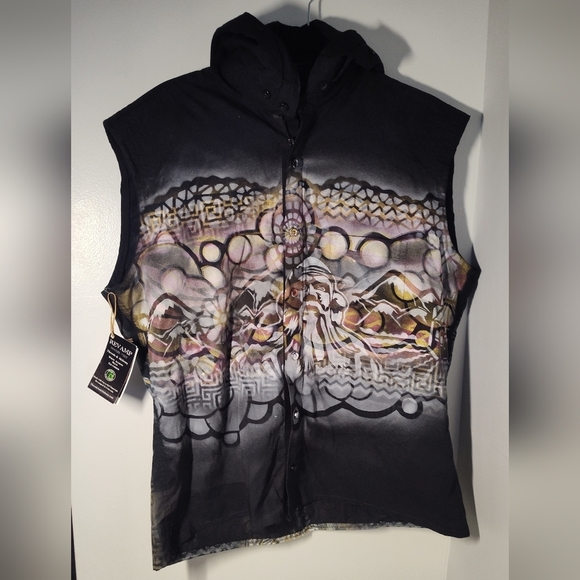 Threads& Alchemy Other - Men's Black and Gray Hooded Vest